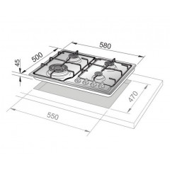 DE LONGHI YBF46ASV PIANO COTTURA DA INCASSO 58 CM 4 BRUCIATORI BIANCO