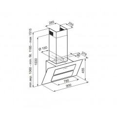 DE LONGHI SLCV90EC CAPPA PARETE ASPIRANTE 3VELOCITà TOUCH CONTROL CRISTALLO NER