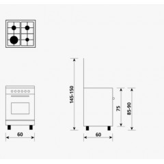 GLEM A664MI6 CUCINA 60X60 FORNO ELETTRICO 4 FUOCHI 6 FUNZIONI SAFE TOUCH