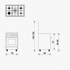 GLEM U765MI6 CUCINA 70X60 FORNO ELETTRICO 6 FUNZIONI 5 FUOCHI 1 TRIPLA CORONA