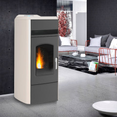 LAMINOX VICTORIA IDRO LUX TERMOSTUFA PELLET CON ACQUA SANITARIA 28 KW AVORIO