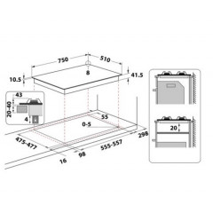 HOTPOINT FTGHG751DHABK PIANO COTTURA 5 FUOCHI A GAS 75 CM NERO